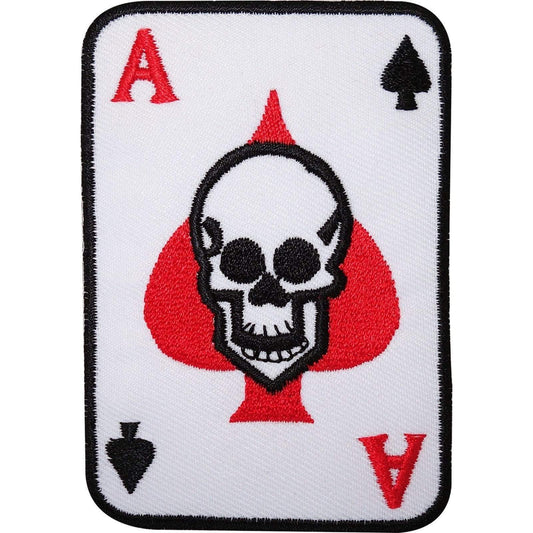 Ace of Spades Skull Playing Card Embroidered Iron / Sew On Patch Jeans Bag Badge