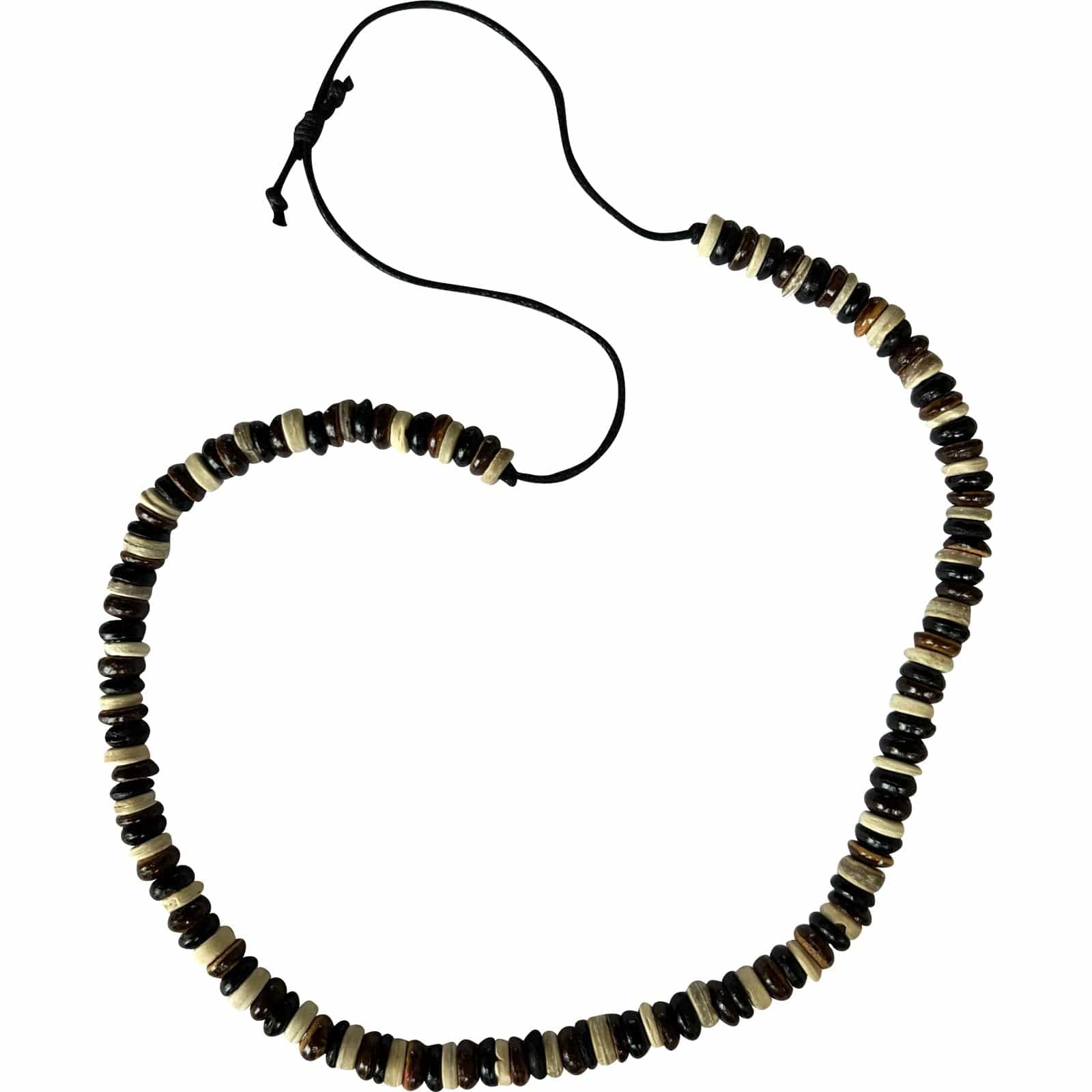 Adjustable Size Black Brown Coconut Wood Bead Necklace Chain Handmade Jewellery