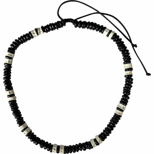 Adjustable Size Black Wooden Coconut Bead Necklace Chain Handmade Wood Jewellery