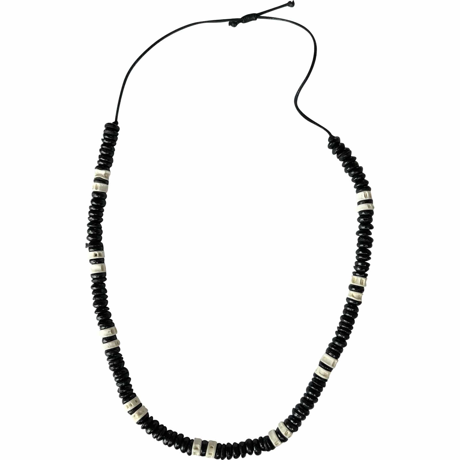 Adjustable Size Black Wooden Coconut Bead Necklace Chain Handmade Wood Jewellery