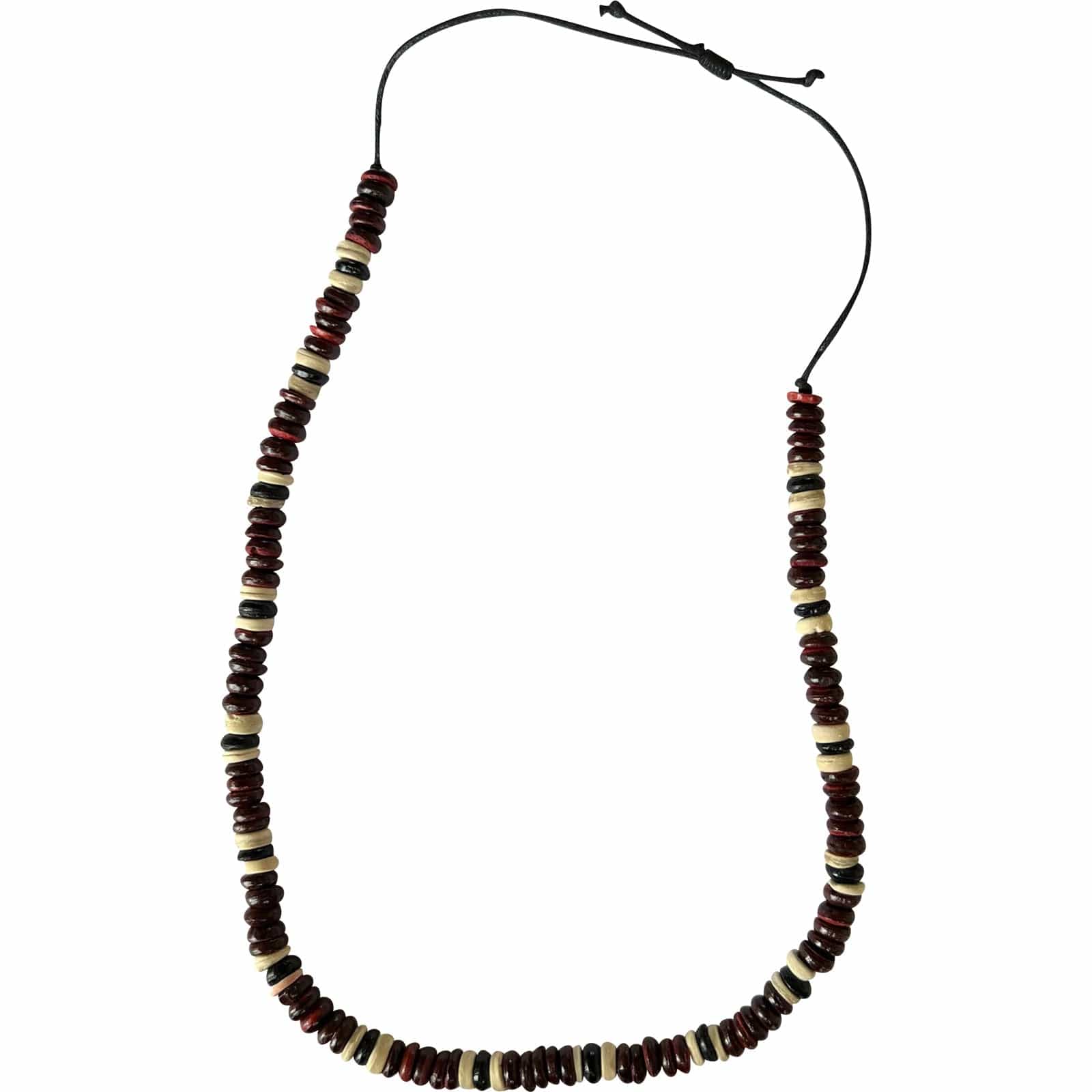 Adjustable Size Red Brown Wooden Coconut Bead Necklace Chain Handmade Jewellery