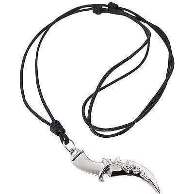 Arab Dagger Knife Pendant Chain Necklace Arabian Mens Fancy Dress Silver Colour