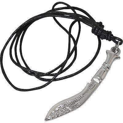 Arab Dagger Knife Sword Pendant Chain Necklace Arabian Fancy Dress Silver Colour