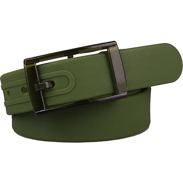 Army Green Silicone Rubber Belt Mens Womens Ladies Metal Detector Free Travel