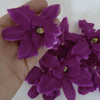 Artificial Purple Orchid Flower Heads Silk Fake Flowers for Headbands Hair Clips