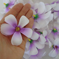 Artificial Purple White Plumeria Flower Heads Hair Clip Craft Silk Fake Flowers