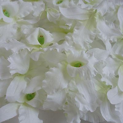 Artificial Silk Flower White Orchid Heads Fake Flowers for Hair Clips Headbands