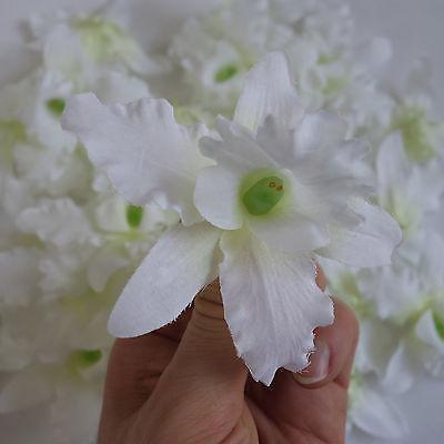 Artificial Silk Flower White Orchid Heads Fake Flowers for Hair Clips Headbands