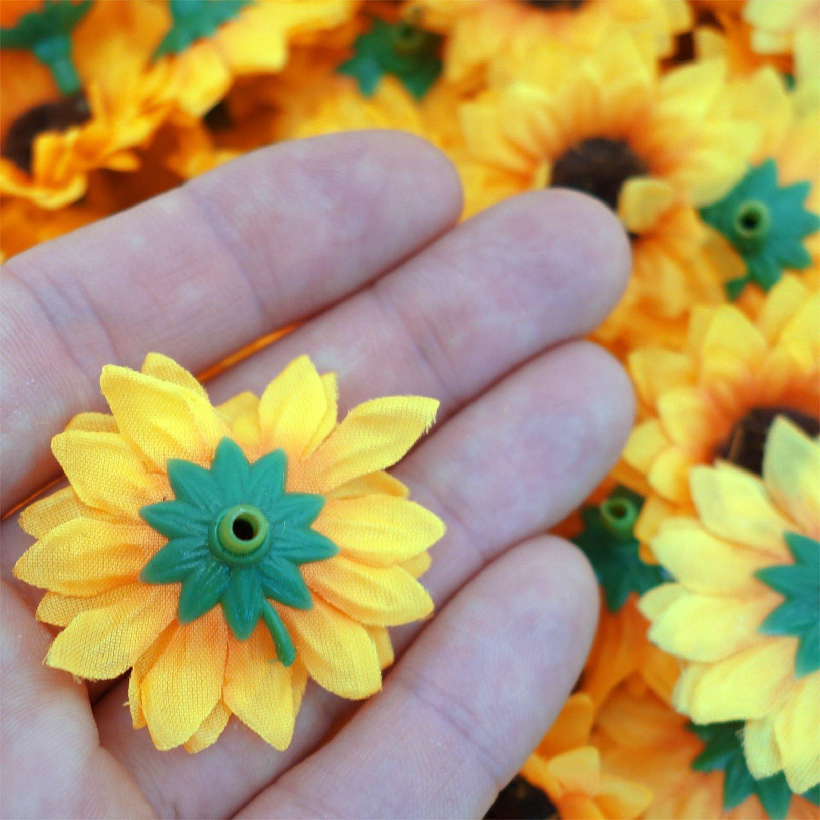 Artificial Sunflowers Flower Heads Silk Fake Flowers for Hair Clips Hairbands