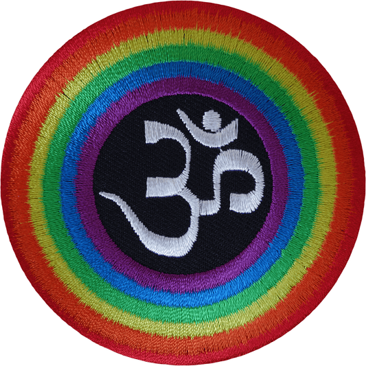 Aum Iron On Patch Sew On Embroidered Badge Om Symbol Buddhist Hindu Rainbow Yoga