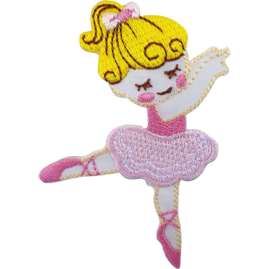 Ballerina Iron On Badge Sew On Embroidered Patch in Pink Ballet Dress Tutu Pumps