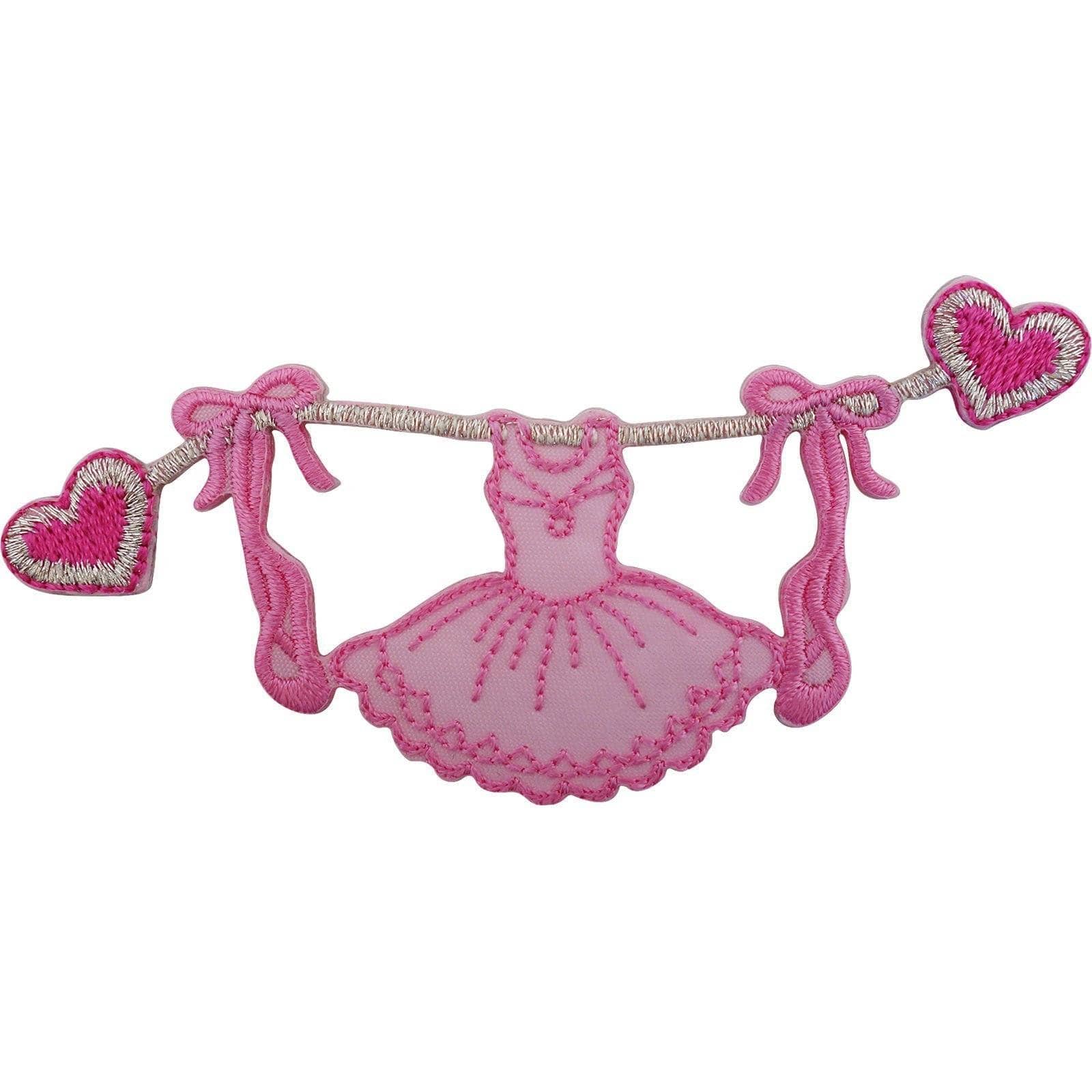 Ballerina Iron On Patch Sew On Badge Embroidered Pink Ballet Dress Shoes Hearts