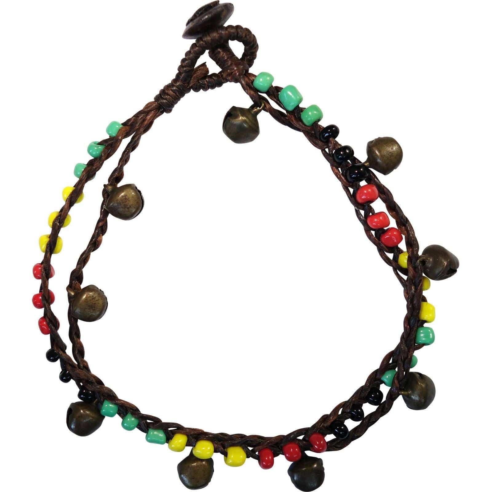 Beaded Rasta Anklet Reggae Foot Chain Bells Ankle Bracelet Mens Ladies Jewellery