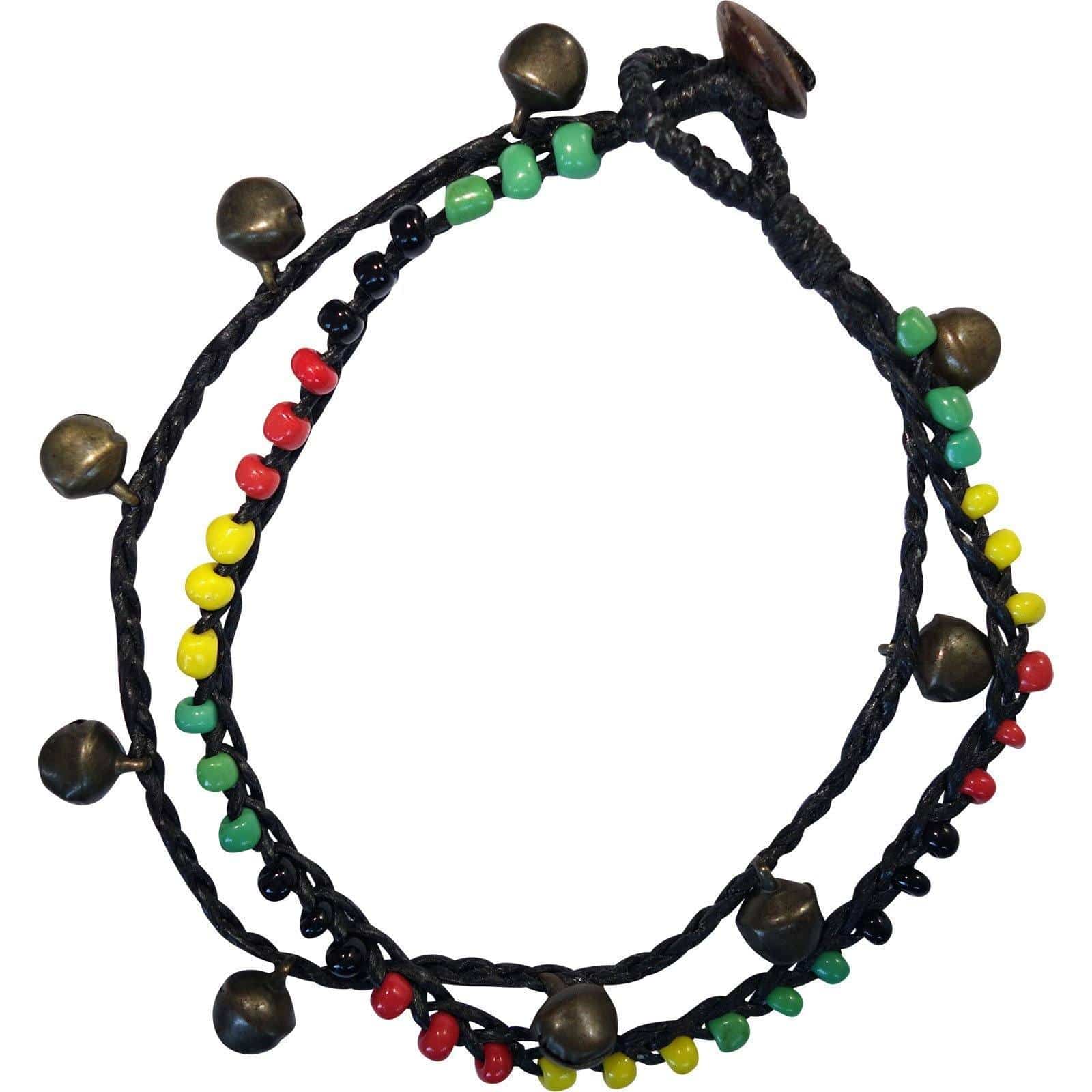 Beaded Rasta Anklet Reggae Foot Chain Bells Ankle Bracelet Mens Womens Jewellery