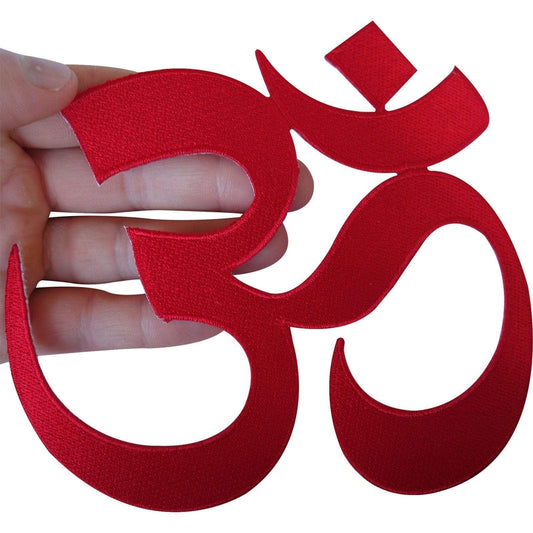Big Large Embroidered Iron Sew On Om Symbol Patch Aum Badge Hinduism Buddhism