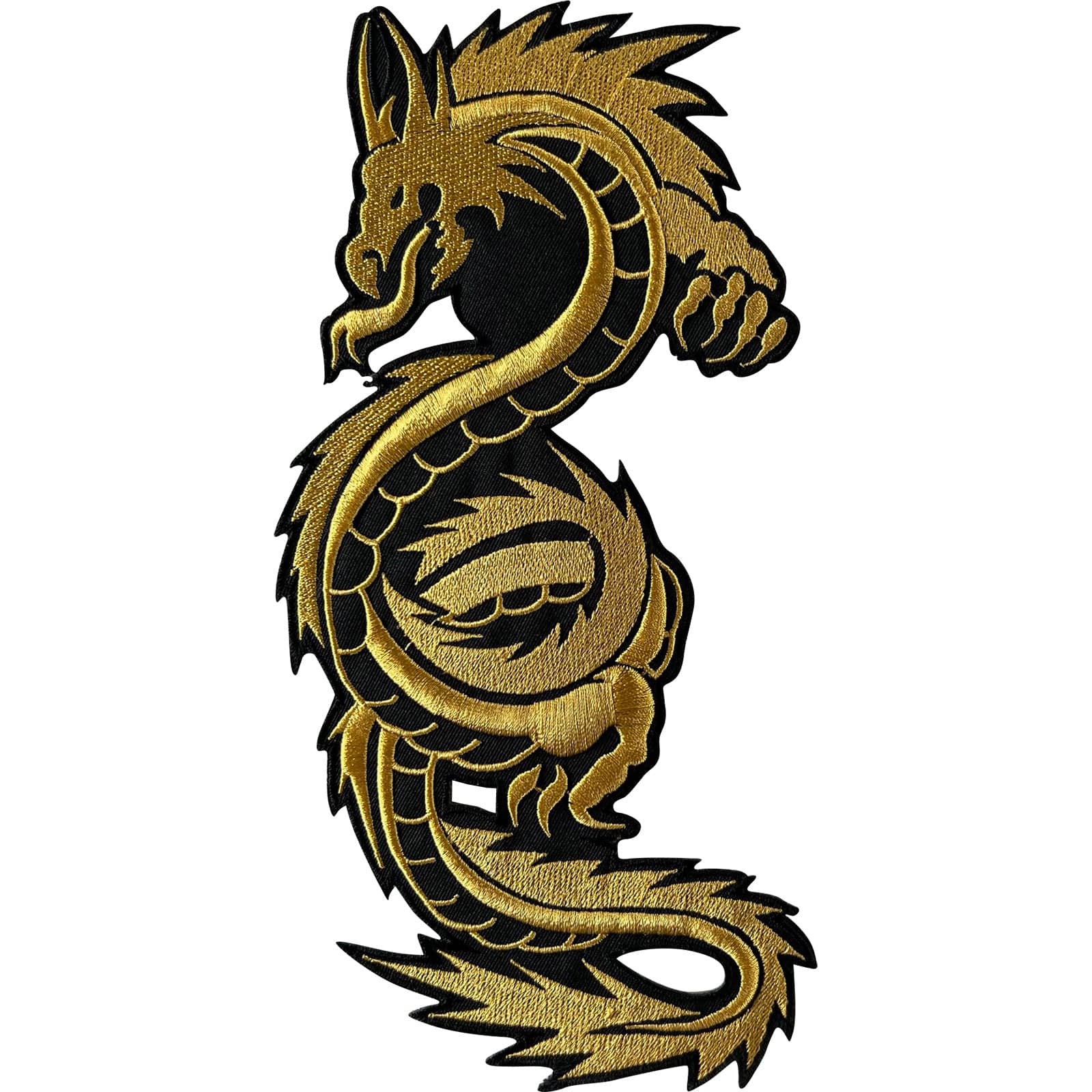 Big Large Gold Chinese Dragon Patch Iron Sew On Clothes Jacket Embroidered Badge