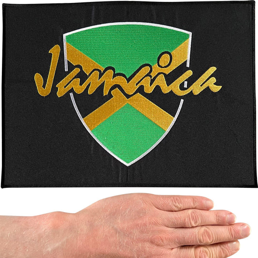 Big Large Iron Sew On Jamaica Shield Flag Patch Back Of Jacket Embroidered Badge