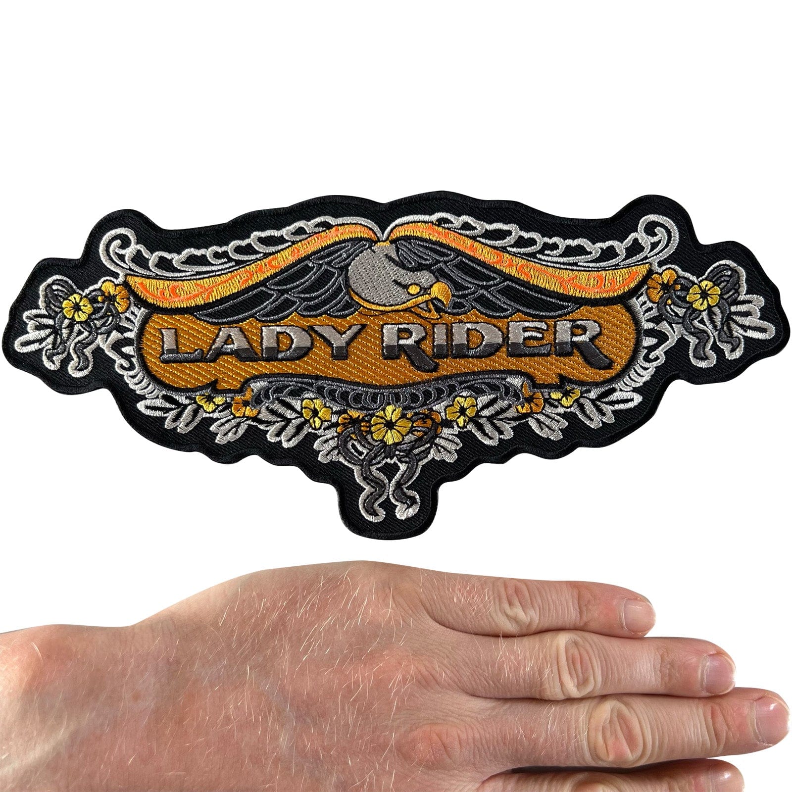 Big Large Lady Rider Iron Sew On Patch Womens Ladies Motorbike Jacket Coat Badge