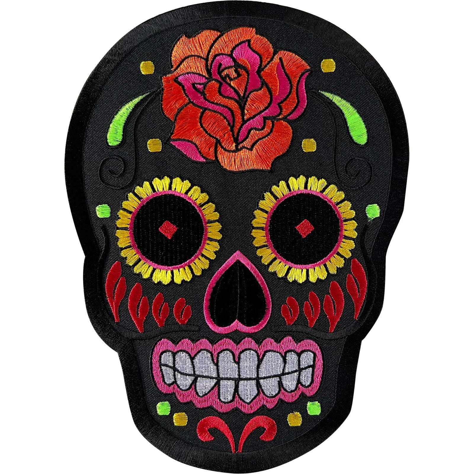 Big Large Mexican Day Of The Dead Sugar Skull Patch Iron Sew On Embroidery Badge