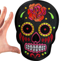 Big Large Mexican Day Of The Dead Sugar Skull Patch Iron Sew On Embroidery Badge