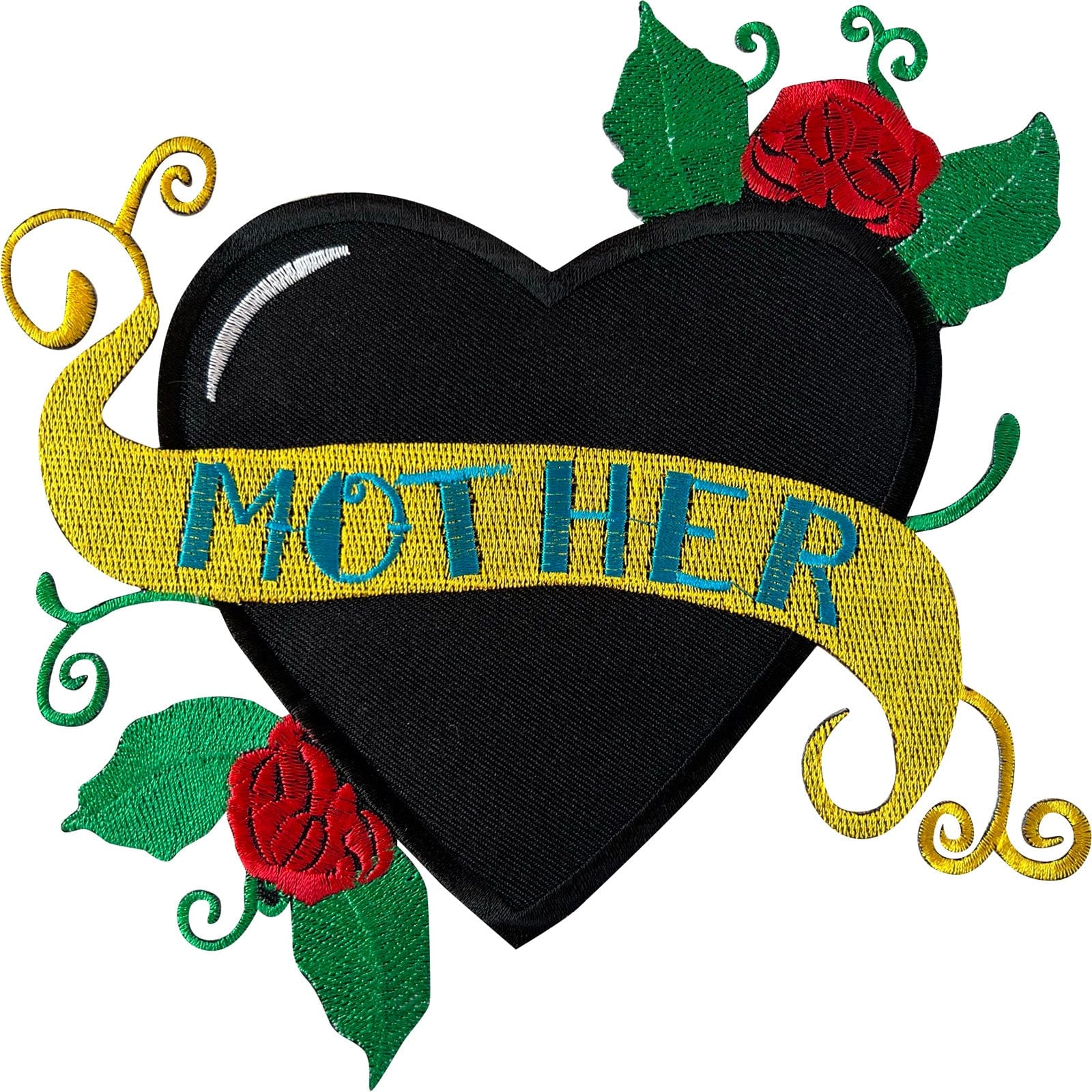 Big Large Mother Tattoo Patch Iron Sew On Embroidered Red Rose Black Heart Biker