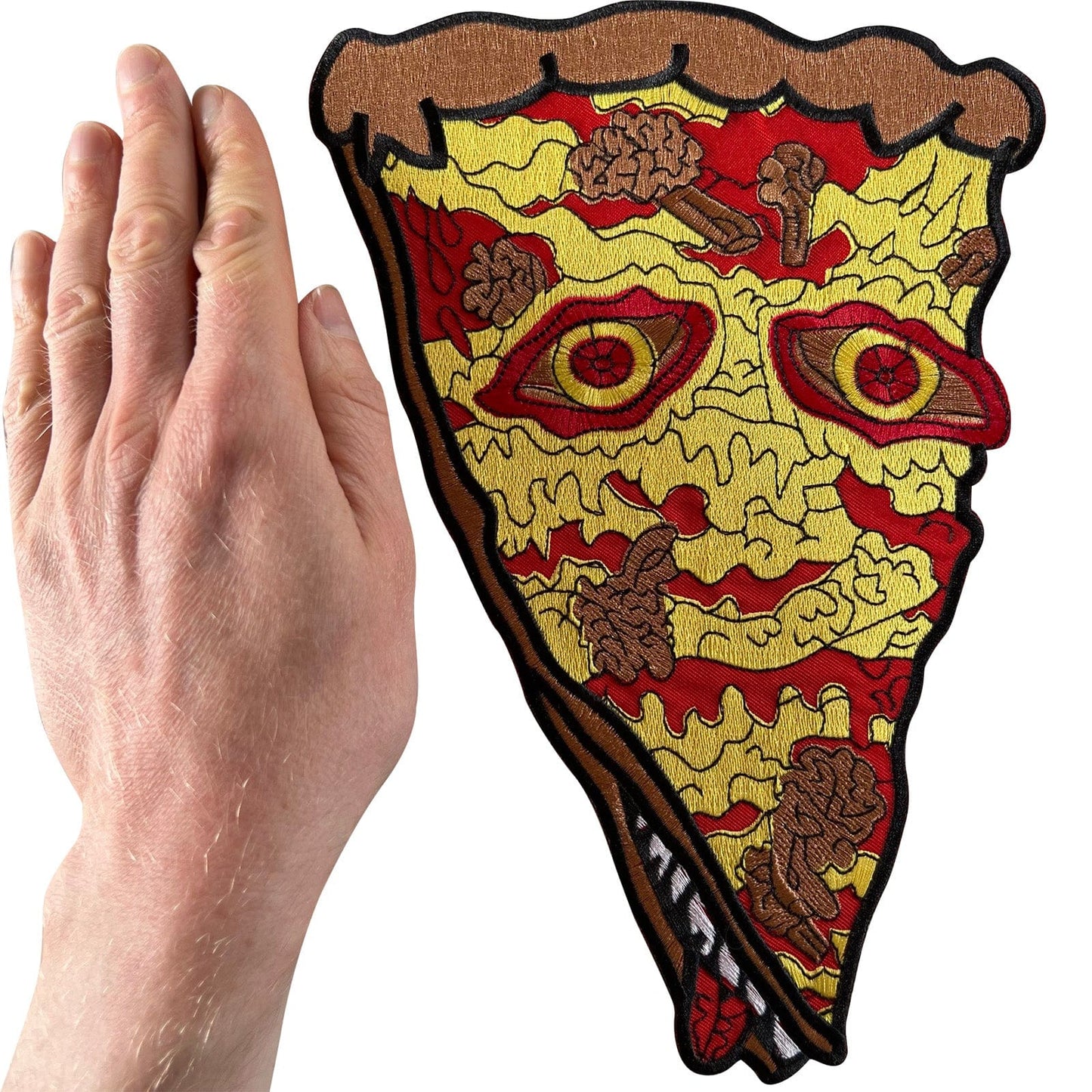 Big Large Pizza Slice Brain Patch Iron Sew On Back Jacket Coat Embroidered Badge