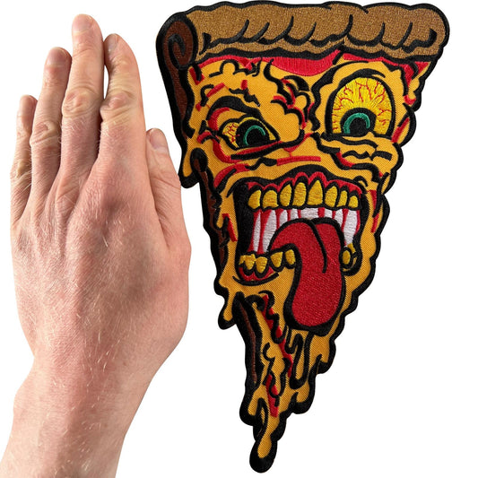 Big Large Pizza Slice Patch Iron Sew On Back Denim Jacket Coat Embroidered Badge