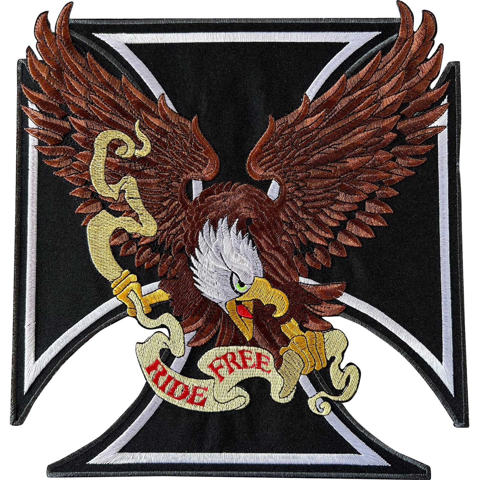 Big Large Ride Free Eagle Cross Patch Iron Sew On Clothing Bag Embroidered Badge