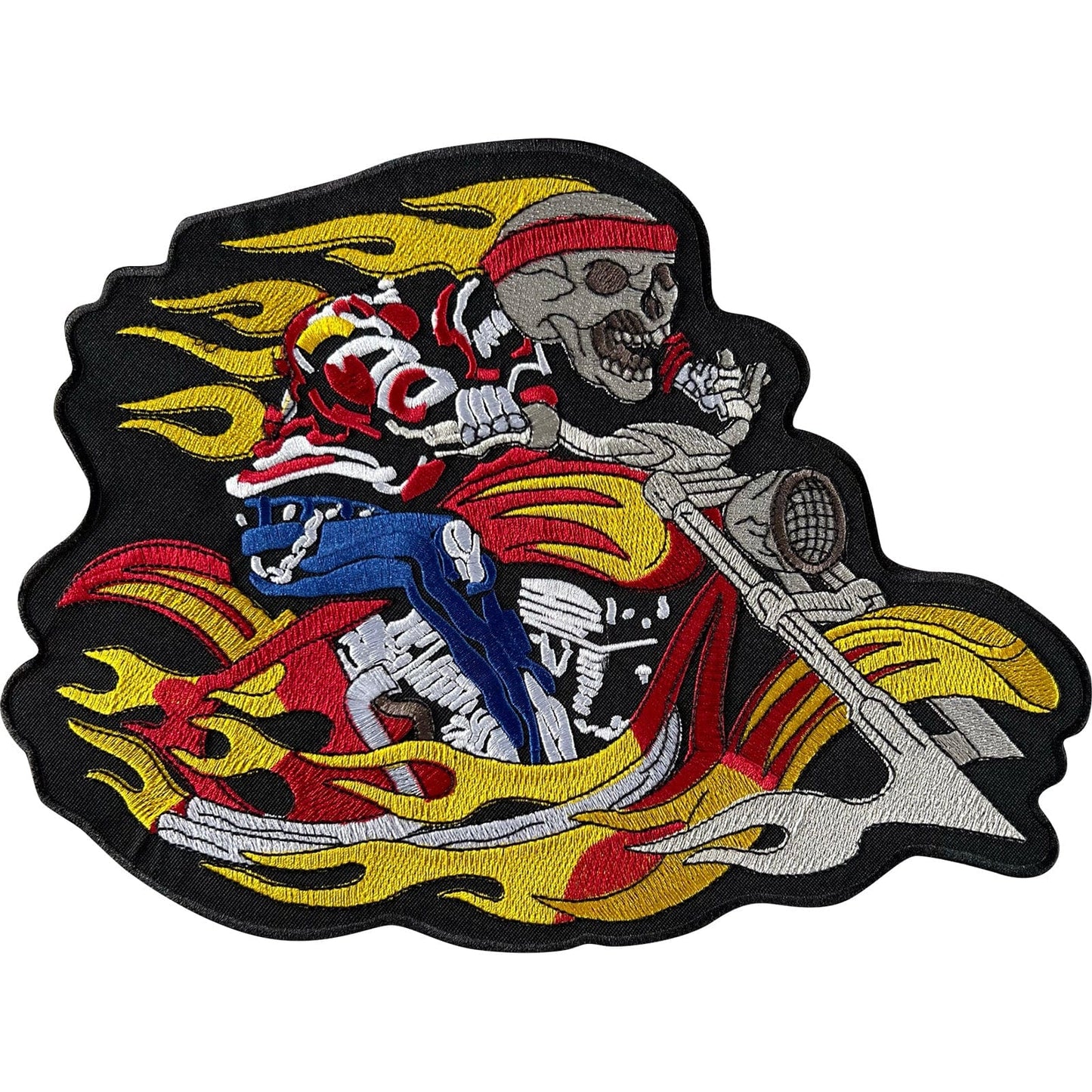Big Large Skeleton Biker Iron Sew On Patch Motorbike Motorcycle Clothing Badge