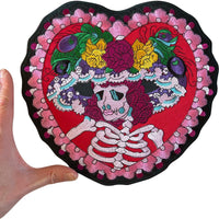 Big Large Skeleton Floral Heart Patch Iron Sew On Jacket Coat Embroidered Badge