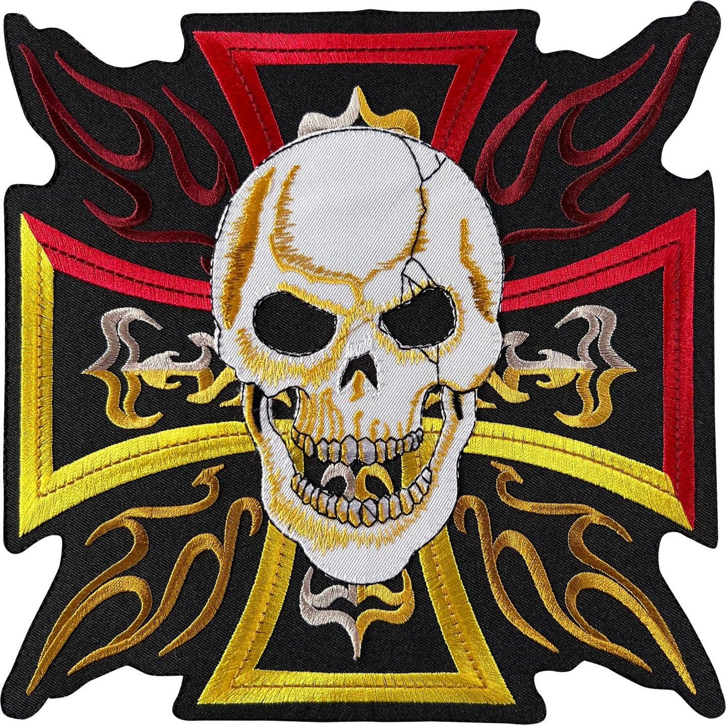 Big Large Skull Cross Patch Iron Sew On Motorbike Jacket Biker Embroidered Badge