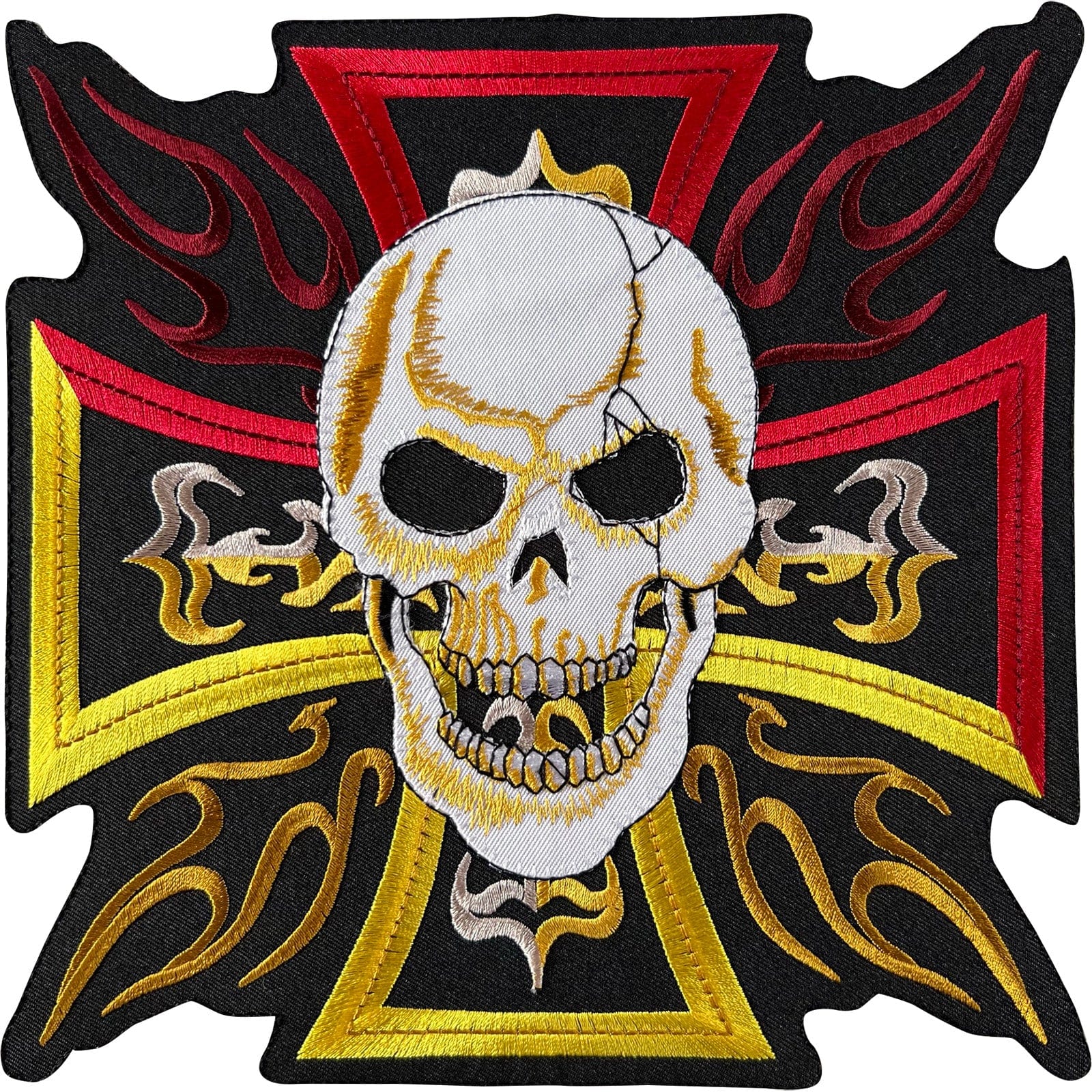 Big Large Skull Cross Patch Iron Sew On Motorbike Jacket Biker Embroidered Badge