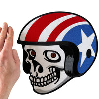 Big Large Skull Helmet Biker Patch Iron Sew On Jacket Clothes Embroidered Badge