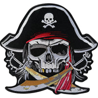 Big Large Skull Pirate Patch Iron Sew On Fancy Dress Costume Embroidered Badge