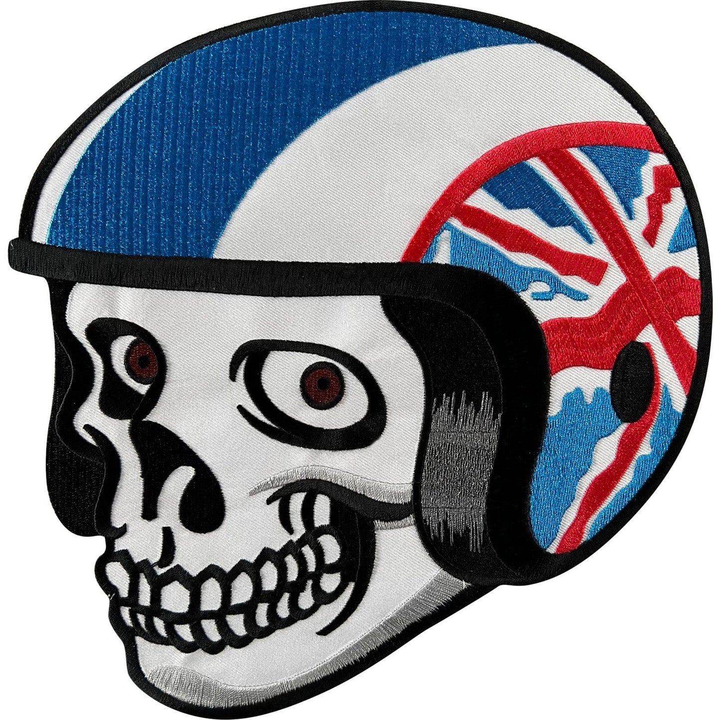 Big Large Skull Union Jack Flag Helmet Patch Iron On Sew On UK Embroidered Badge