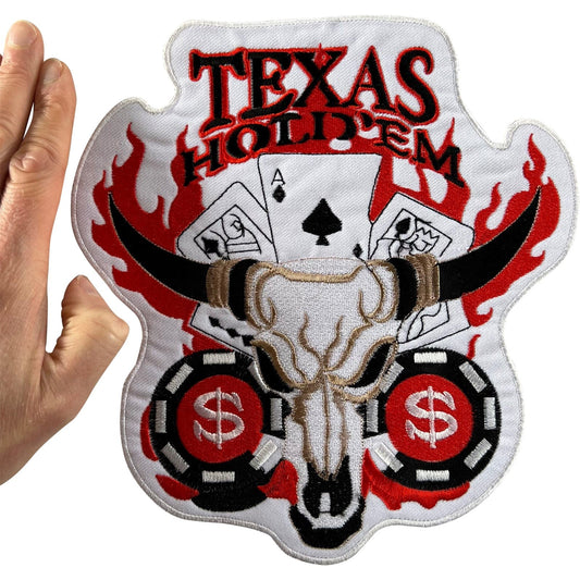 Big Large Texas Holdem Poker Patch Iron Sew On Playing Cards Embroidered Badge