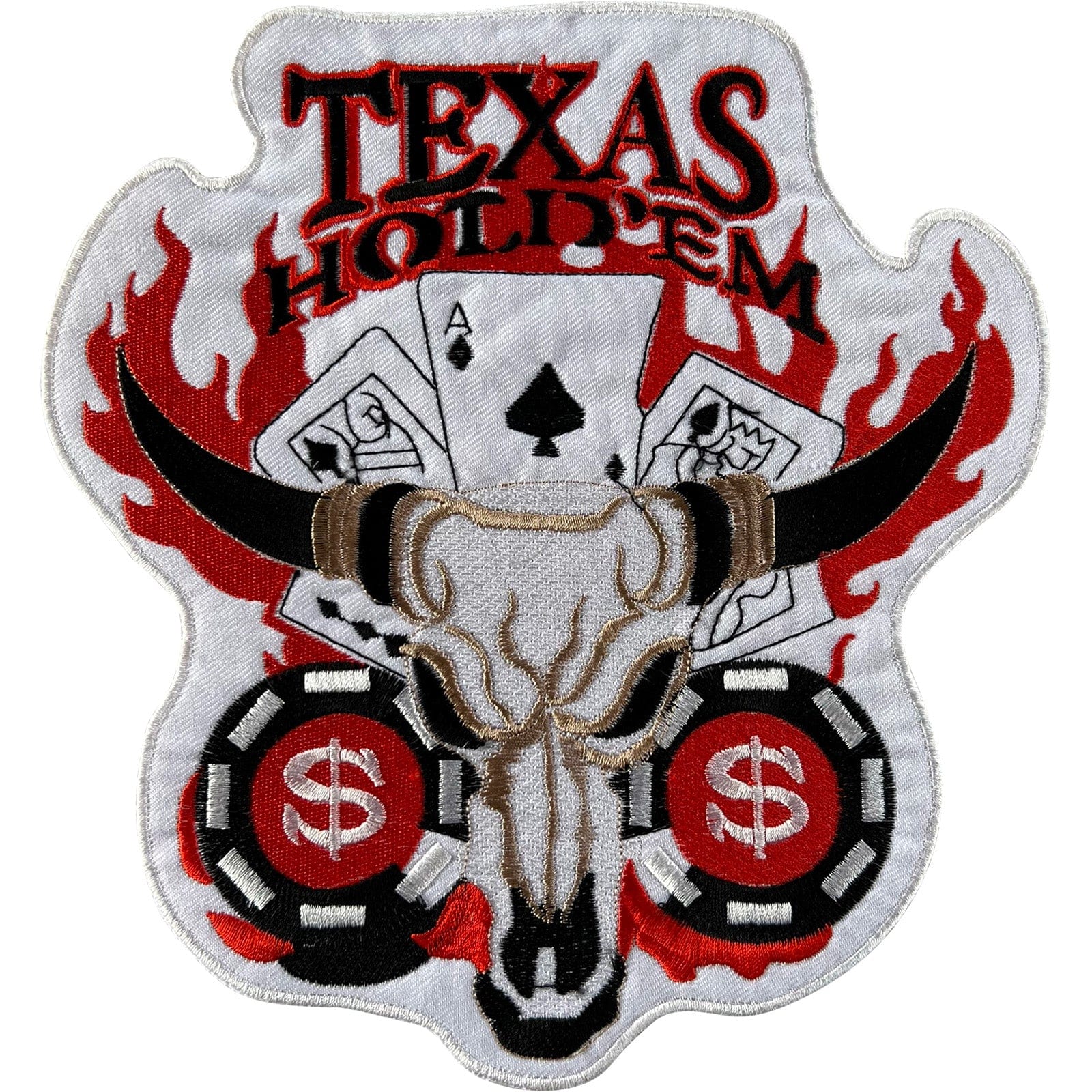 Big Large Texas Holdem Poker Patch Iron Sew On Playing Cards Embroidered Badge