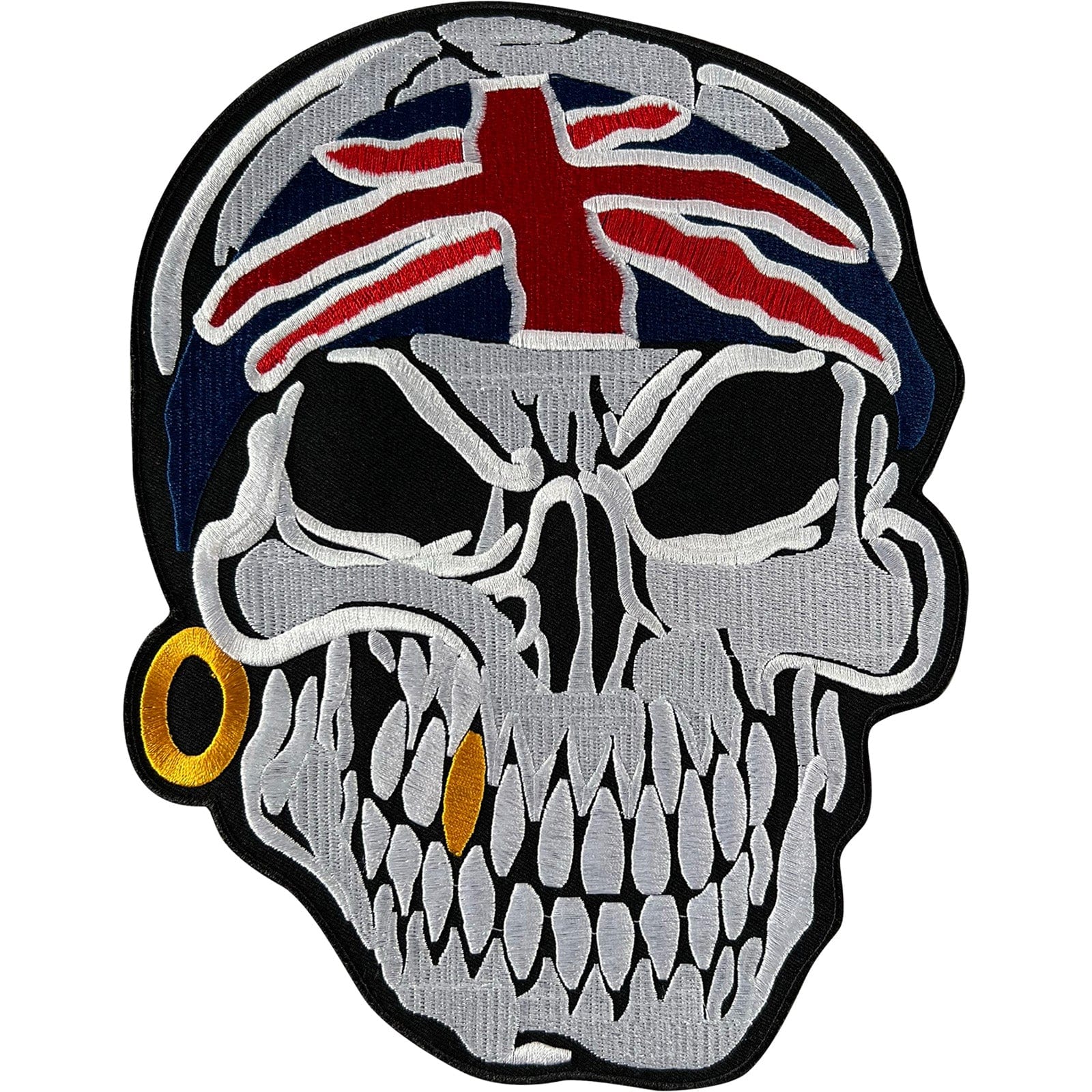 Big Large Union Jack Flag Skull Patch Iron Sew On Jacket Biker Embroidered Badge