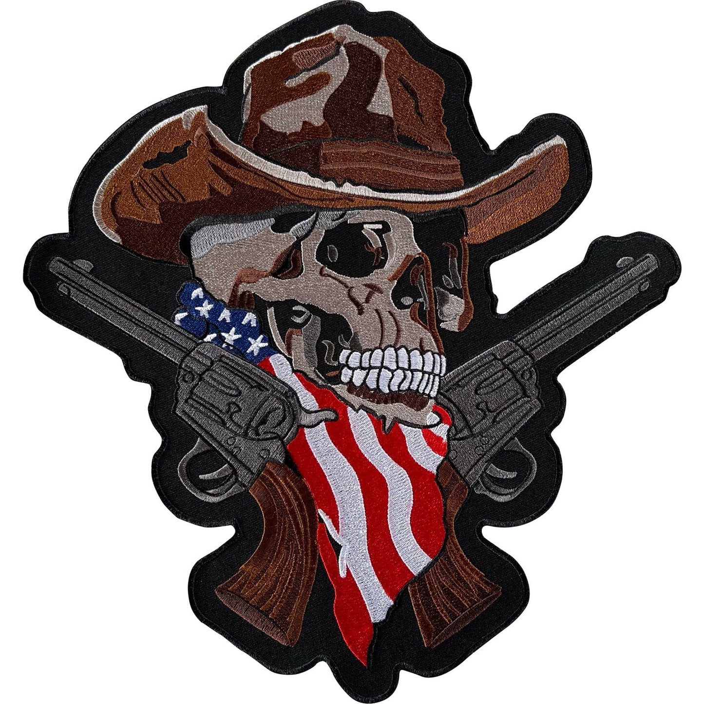 Big Large USA Cowboy Skull Patch Iron On Sew On Back Of Jacket Embroidered Badge