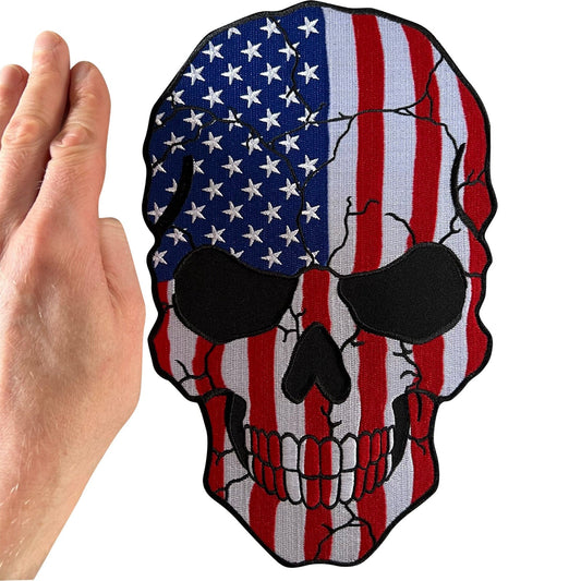 Big Large USA Flag Skull Patch Iron Sew On Jacket United States of America Badge