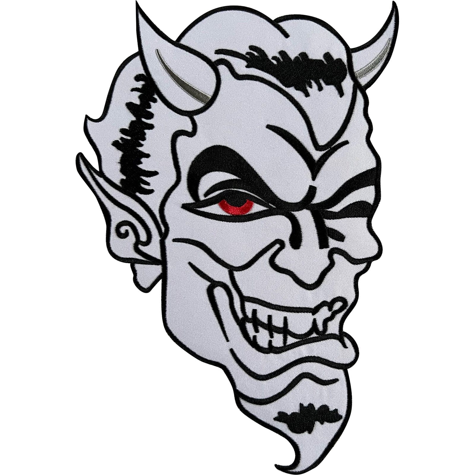 Big Large White Devil Patch Iron On Sew On Embroidered Badge Embroidery Applique