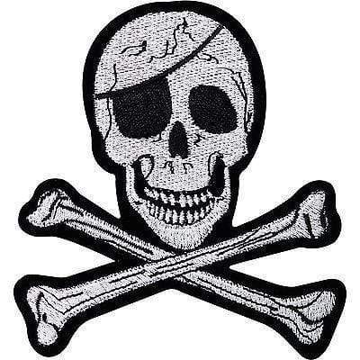Big Skull Bones Embroidered Iron Sew On Patch Pirate Shirt Hat Fancy Dress Badge