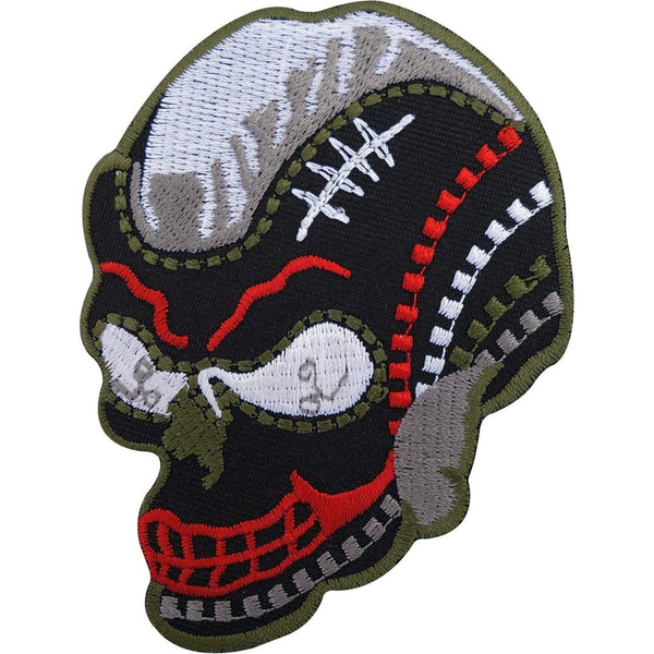 Biker Iron On Badge Patch / Sew On T Shirt Embroidered American Football Skull