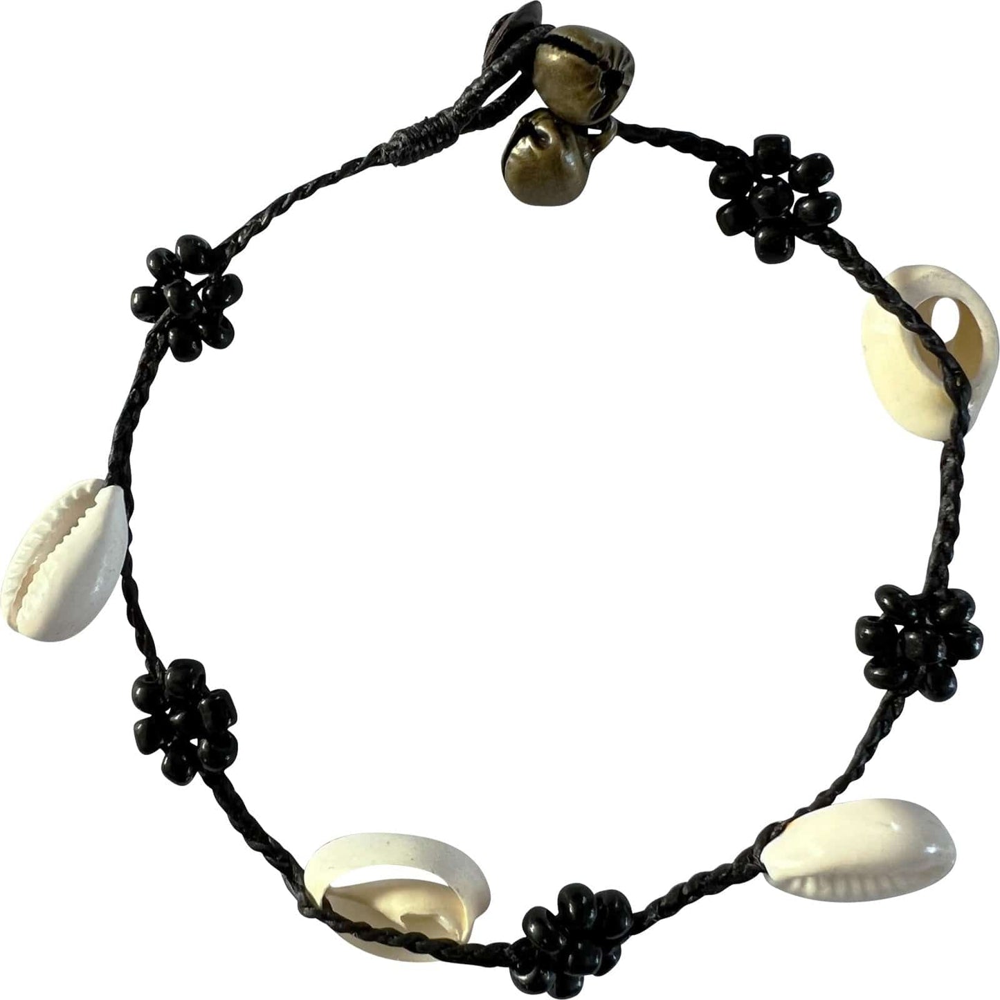 Black Beaded Shell Anklet Foot Chain Ankle Bracelet Womens Handmade Jewellery