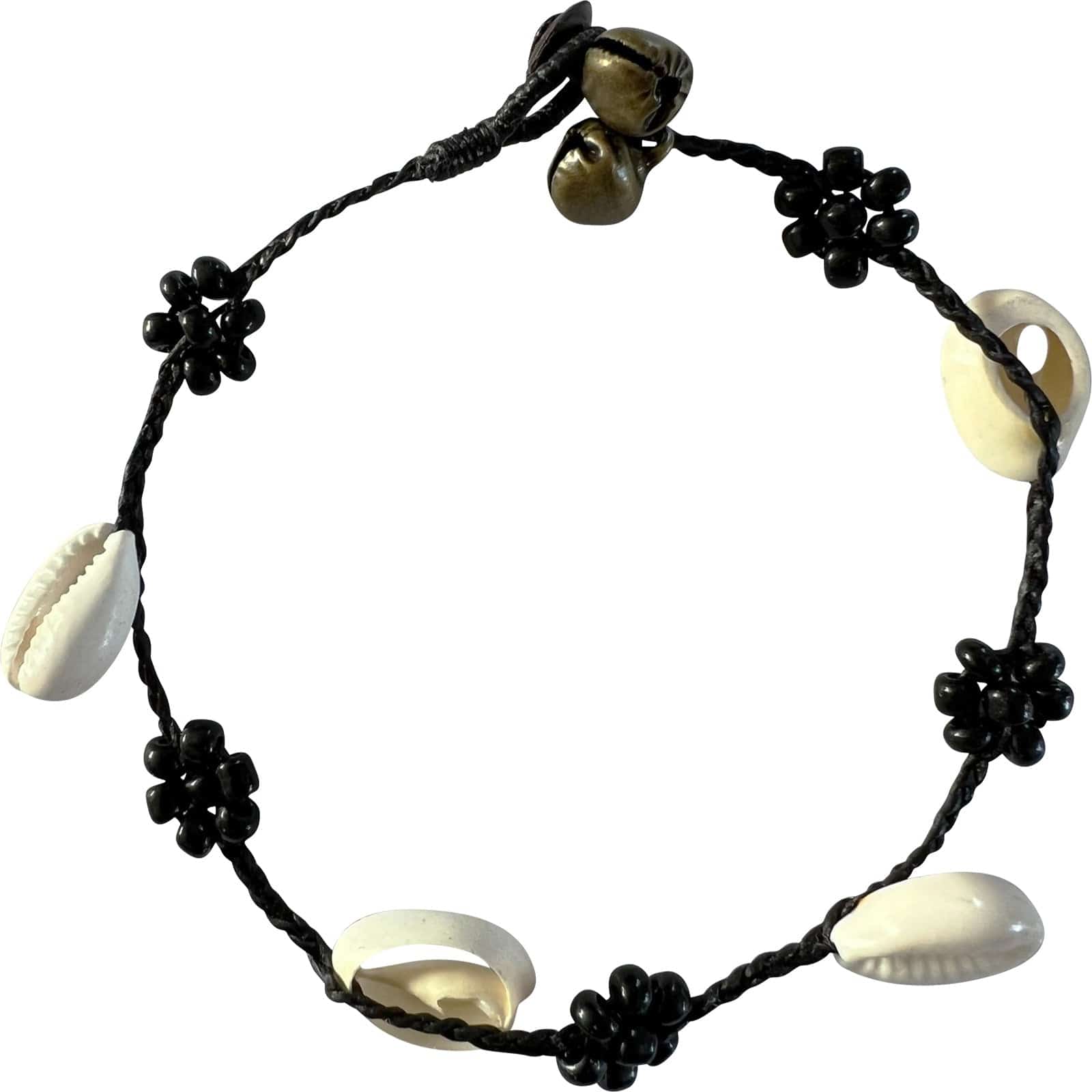 Black Beaded Shell Anklet Foot Chain Ankle Bracelet Womens Handmade Jewellery