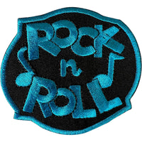 Black Blue Rock and Roll Patch Iron Sew On Clothes Music Notes Embroidered Badge