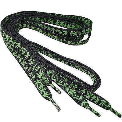 Black Cannabis Leaf Rasta Reggae Shoe Laces for Mens Womens Trainers Boots Shoes