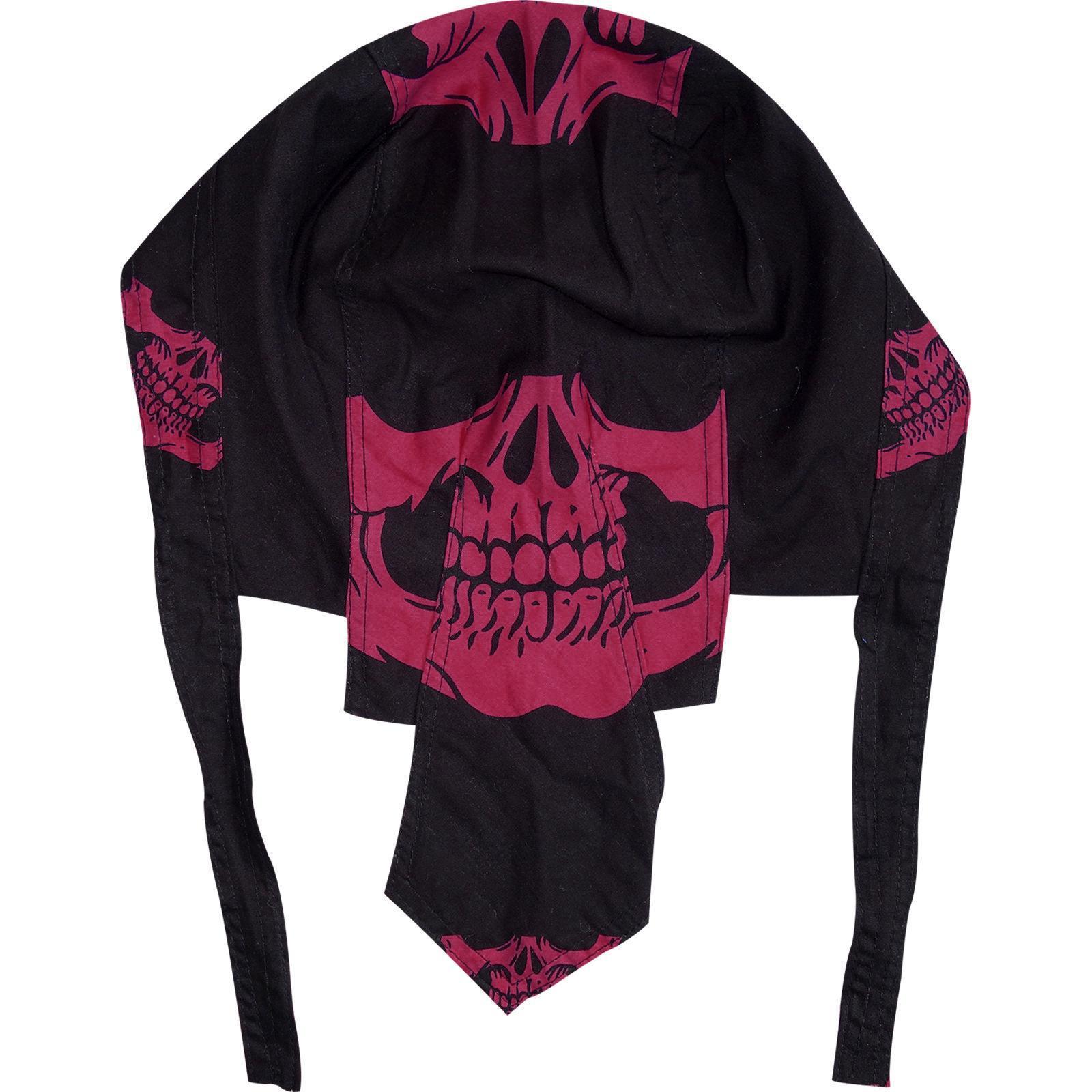 Black Durag Pink Skull Jaw Bandana Skeleton Motorbike Biker Sun Hat Cap Zandana