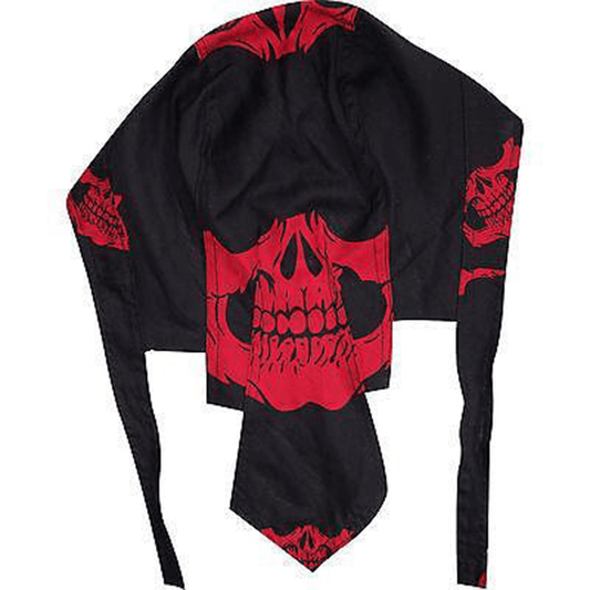 Black Durag Red Skull Jaw Bandana Skeleton Motorcycle Biker Hat Cap Do Du Rag
