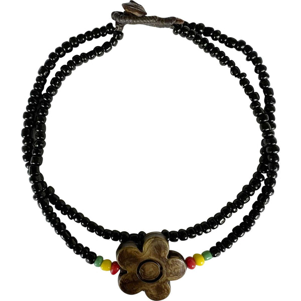 Black Flower Beads Anklet Foot Chain Ankle Bracelet Womens Girl Ladies Jewellery